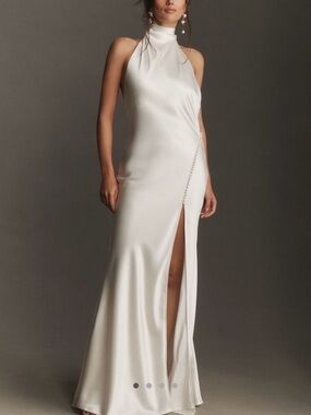 Sau Lee High neck satin dress
